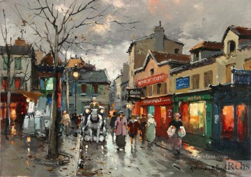  Montmartre Oil Painting - antoine blanchard rue norvins place du tertre montmartre